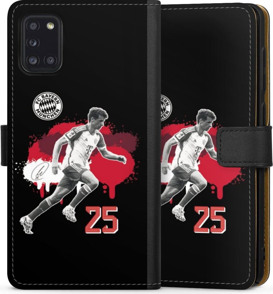 DeinDesign Klapphülle für Samsung Galaxy A31 Handytasche Lederhülle Tasche FC Bayern München Offizielles Lizenzprodukt Thomas Müller