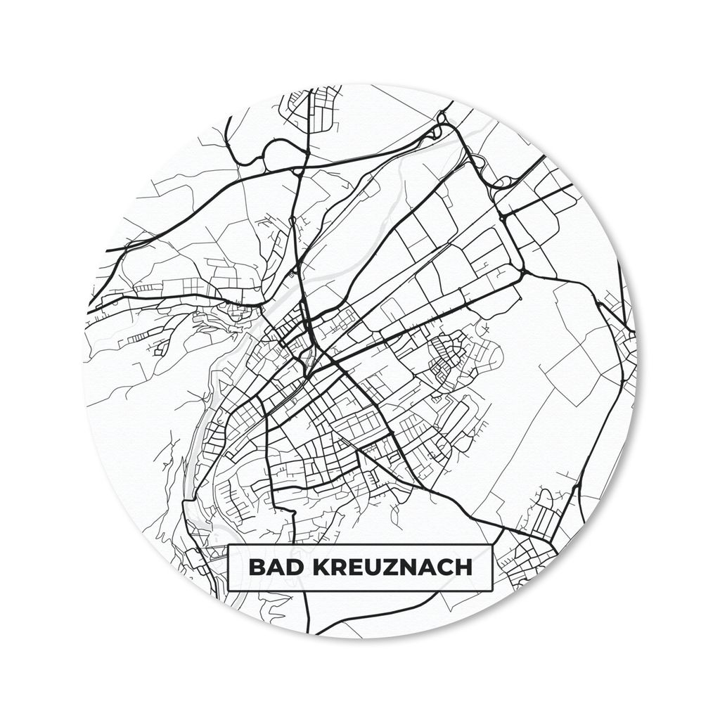 MuchoWow Mauspad Mousepad Karte - Bad Kreuznach - Stadtplan 50x50 cm - Mousepads - Maus Mat - Pad - Mausunterlage - Vinyl