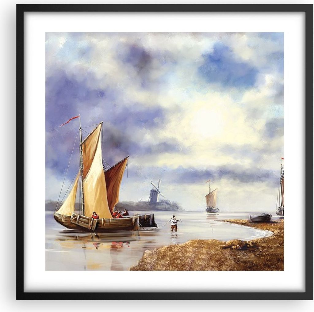 Gerahmtes Poster - Schwarzer Rahmen - Fischer Schiff Fan - Produktbild 