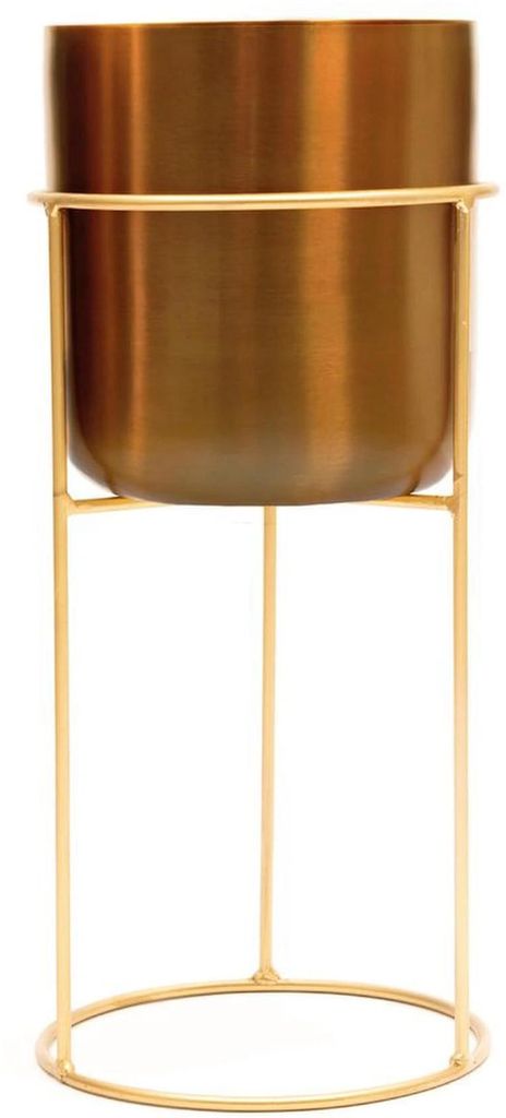 Grote gouden metalen plantenbak mit elegantem Stand für Innenraum