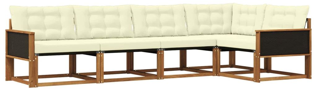 “2026 Modern“ Braun Outdoor-Sofagarnitur mit Kissen 5 pcs Natur und Creme - Designermöbel 84114 - Gartensofas