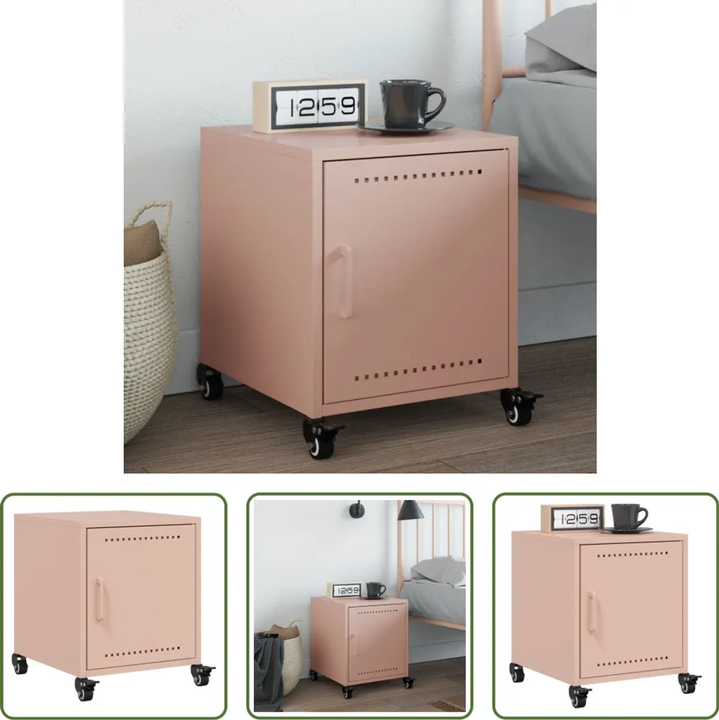 Table de nuit rose 36x38,5x43,5 cm en acier The Living Store pour chambre
