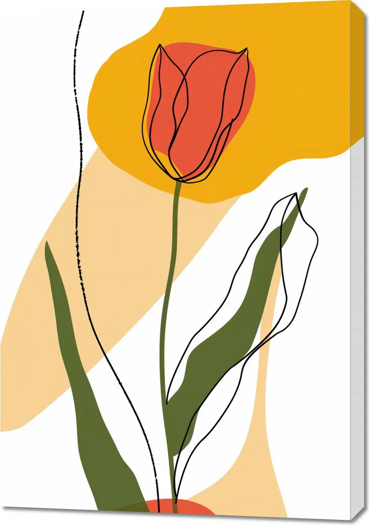 Impression Murale Tulipe Redessinée 70x100 - Décoration Graphique