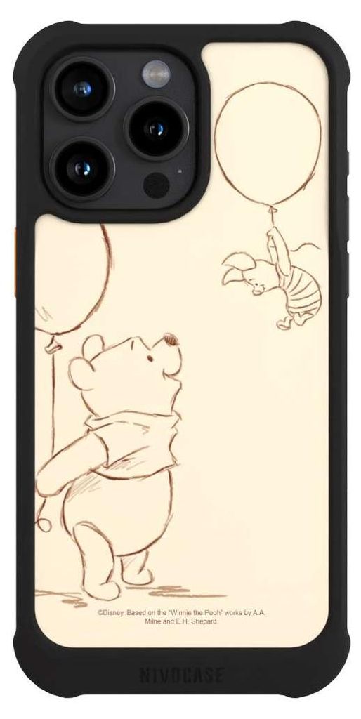 NIVOCASE Hülle für Apple iPhone 15 Pro Max Stoßfeste Handyhülle NIVOmax Case Schwarz Disney Offizielles Lizenzprodukt Winnie Puuh