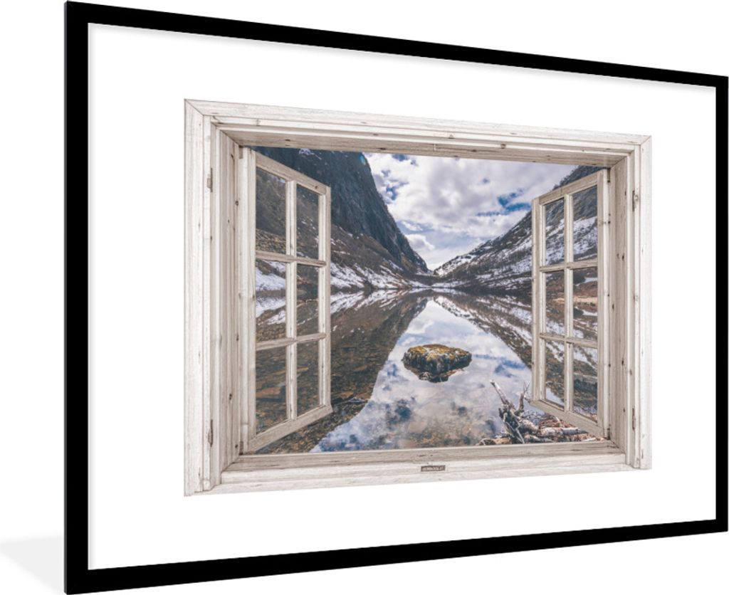 MuchoWow® Gerahmtes Poster Durchblick - Berge - Stein 90x60 Produktbild 