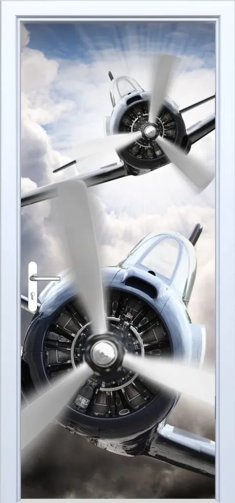Decorazione Porta 3D Aereo da Caccia 072PD - Tessuto Adesivo Premium