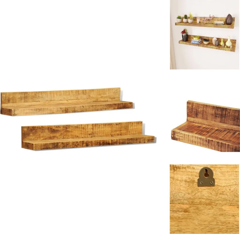 Étagère d'affichage robuste en bois véritable avec supports muraux fixes