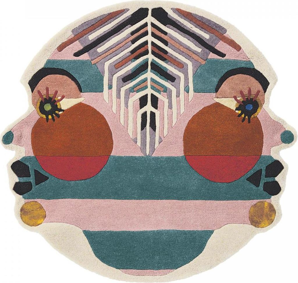 Handgefertigter Wohn- und Schlafzimmerteppich aus Wolle mit ZODIAC-Freskomuster