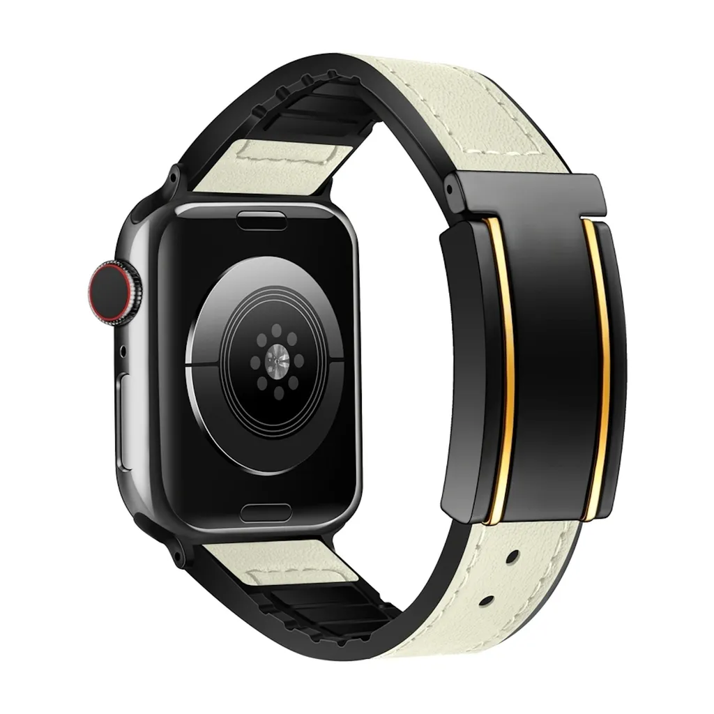 Cinturino Sottile Beige Apple Watch SE 40mm Similcuoio Magnetico