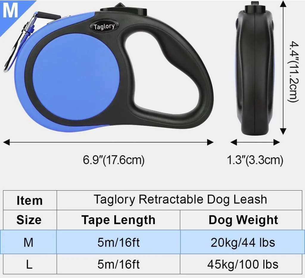 Guinzaglio Avvolgibile Cani Rolling Leash 5m Blu Sicurezza 20kg - 5