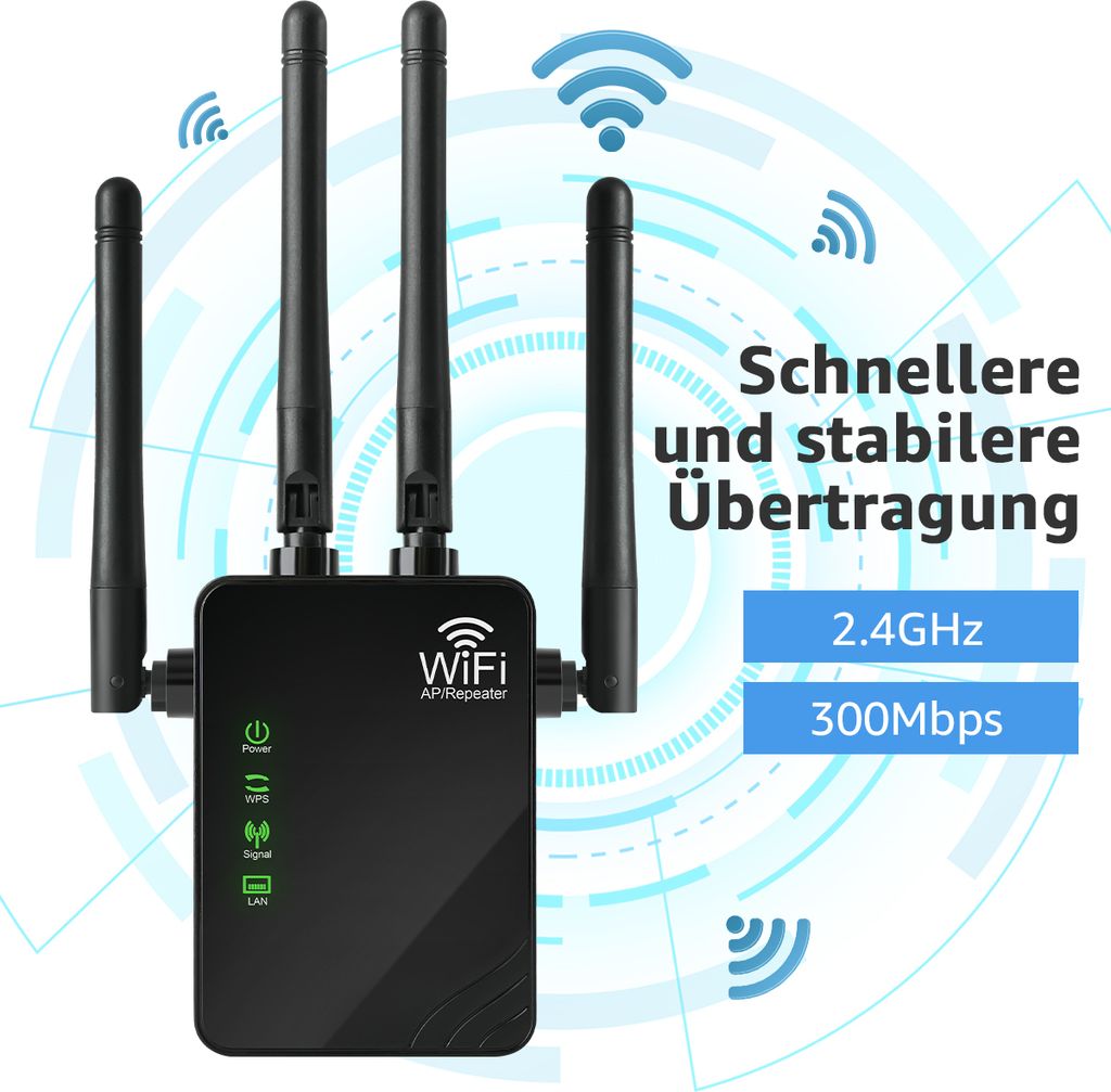 7MAGIC WLAN Repeater Verstärker 300Mbit/s 2,4 GHz bis zu Produktbild