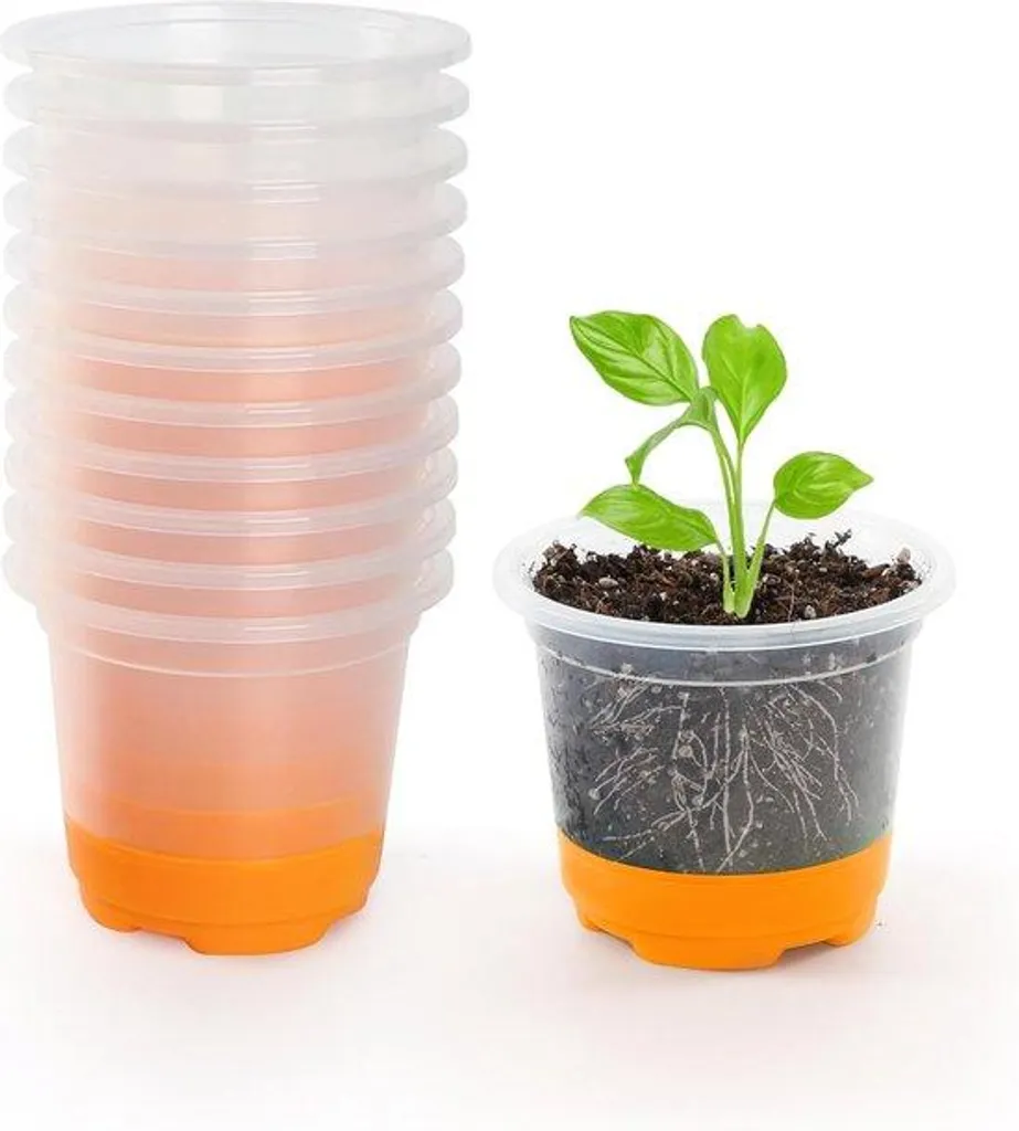 12 Pots de Fleurs 10 cm en Silicone Orange Flexible et Translucide