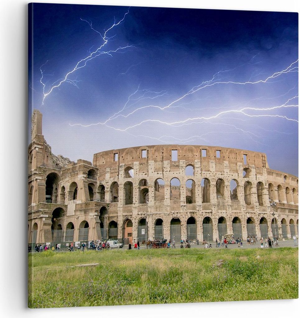 Bild auf Leinwand - Leinwandbild - Italien Architektur Kolosseum Tourismus - 60x60cm - Wand Bild - Wanddeko - Leinwanddruck - Bilder - Kunstdruck -...