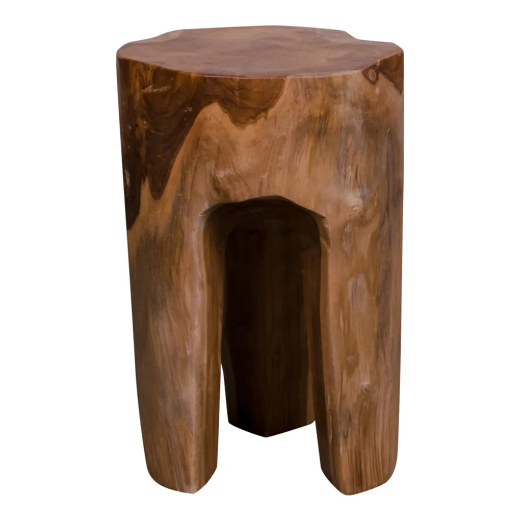 Tabouret de Salon en Teck Rain - Idéal comme Bout de Canapé ou Siège d'Appoint