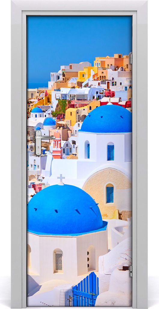Tulup Türaufkleber 75x205 cm Dekorative Aufkleber Selbstklebend Wasserdichte Tapete Abnehmbar Schlafzimmer Wohnzimmer Wohnkultur - Santorini Stadt