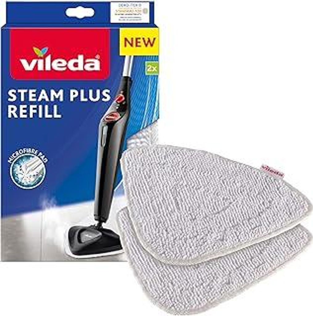 Vileda Steam Dampfreiniger Ersatzpads Mikrofaser | Hygienische Bodenreinigung - Passend für alle Böden, Waschbar & Wiederverwendbar | 2 Stück