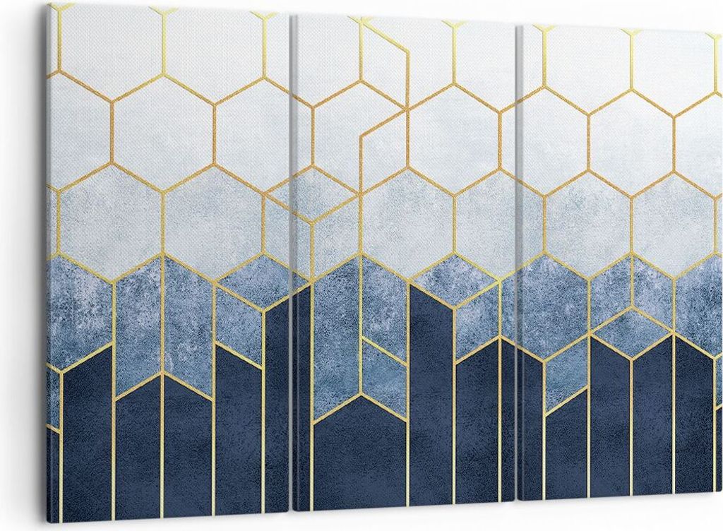 Bild auf Leinwand - Leinwandbild - 3 Teile - Abstraktion Figuren Geometrisch - 105x70cm - Wand Bild - Wanddeko - Wandbilder - Leinwanddruck - Bilde...