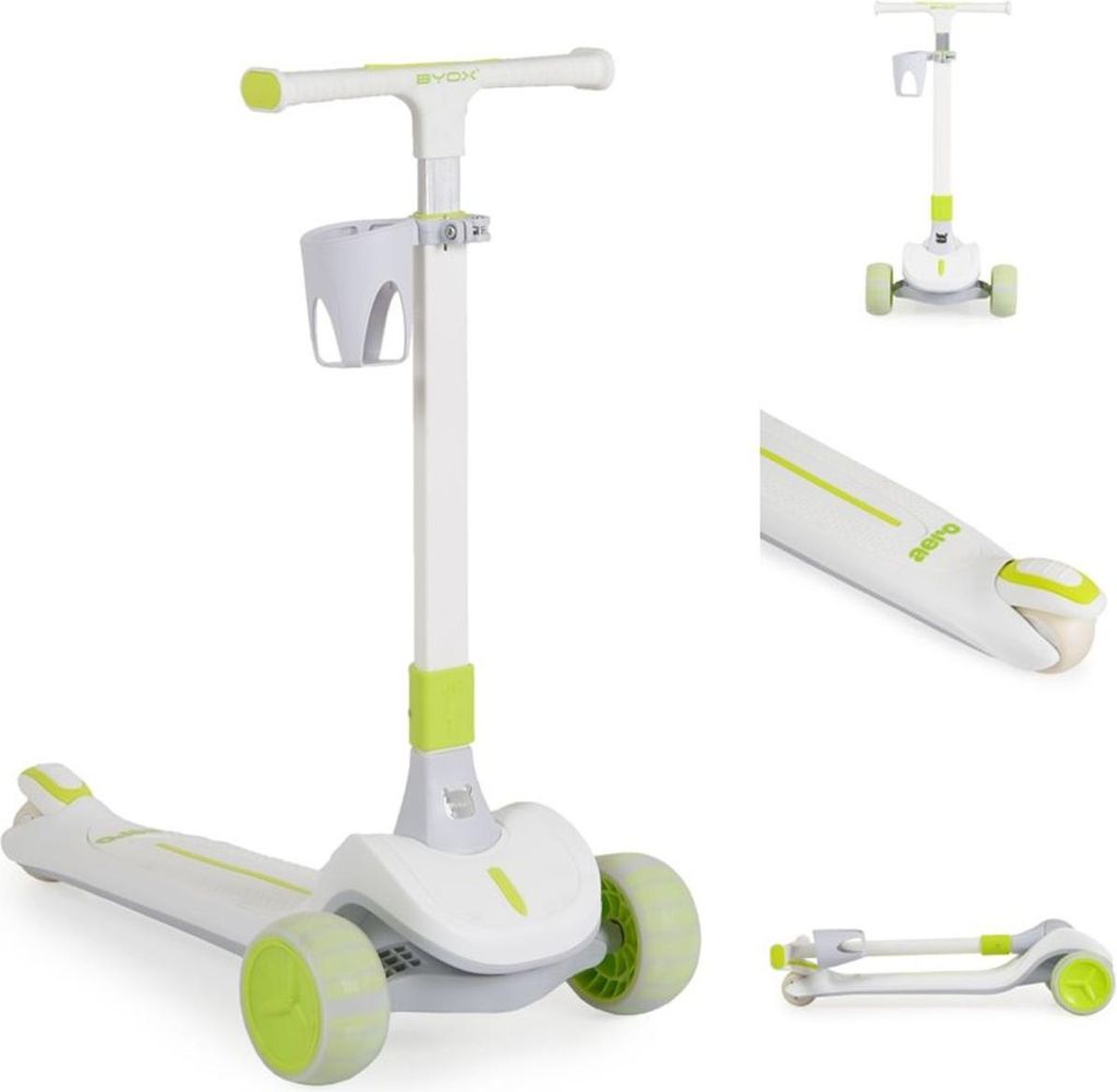 Byox Kinderroller Aero klappbar Getränkehalter Hinterradbremse höhenverstellbar grün