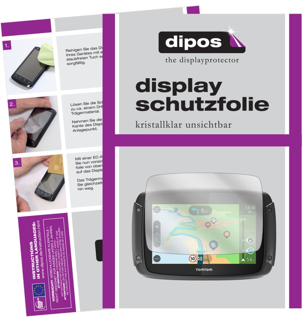 2x Schutzfolie für TomTom Rider 500 klar Displayschutzfolie Folie Display Schutz