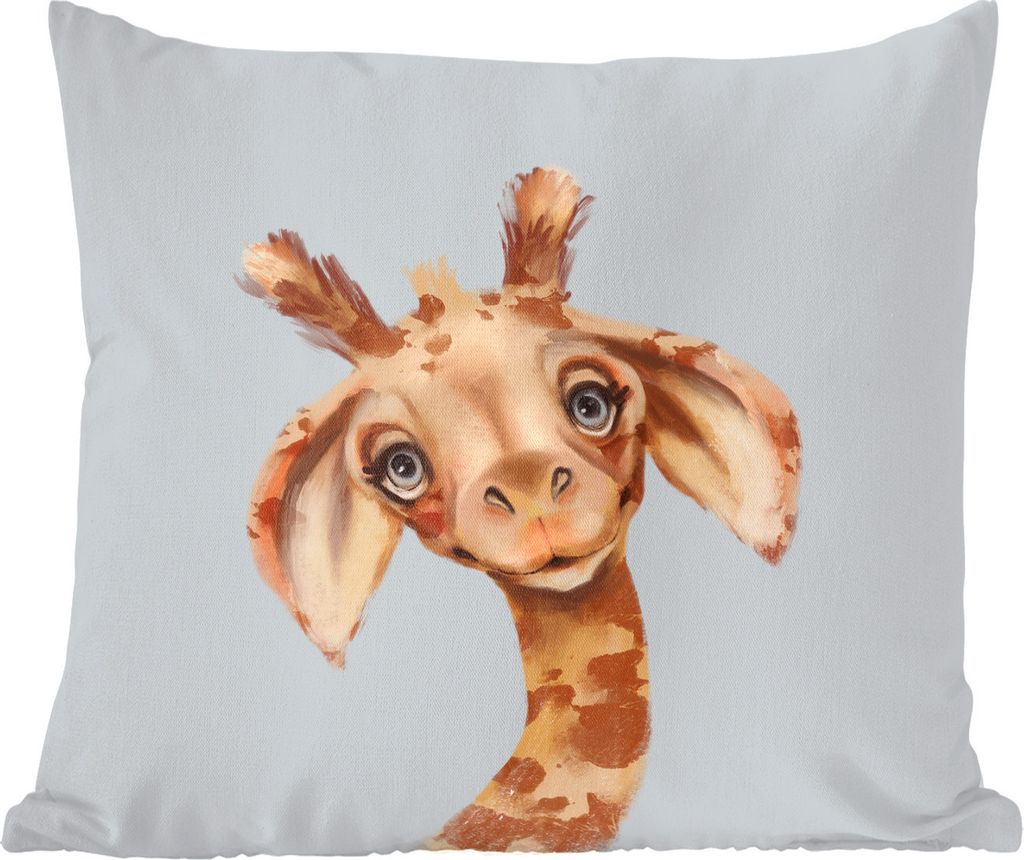 MuchoWow Zierkissen Sofakissen Wohnzimmer Dekokissen 60x60 cm Giraffe - Dschungel - Tier - Sitzfläche - Foto Polster