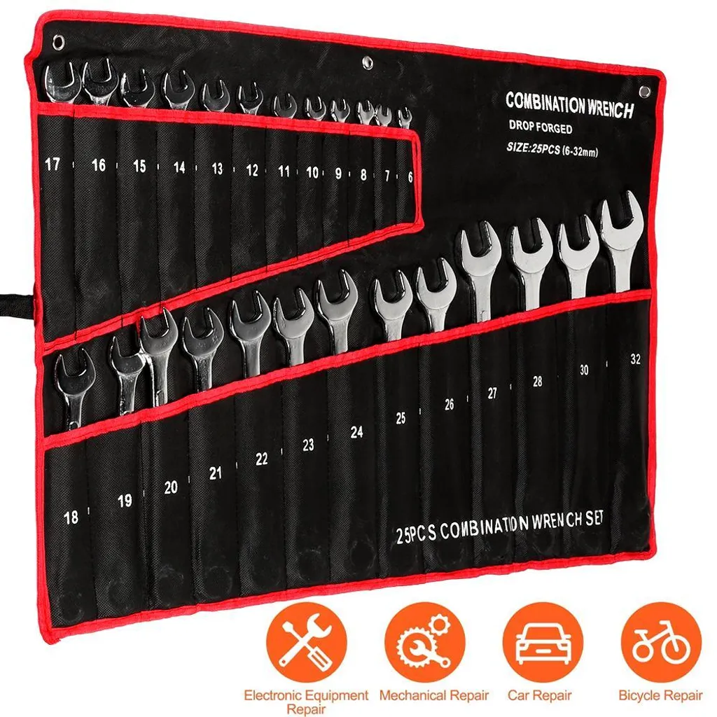 Pack 25 clés à molette double usage argent pour boulons difficiles