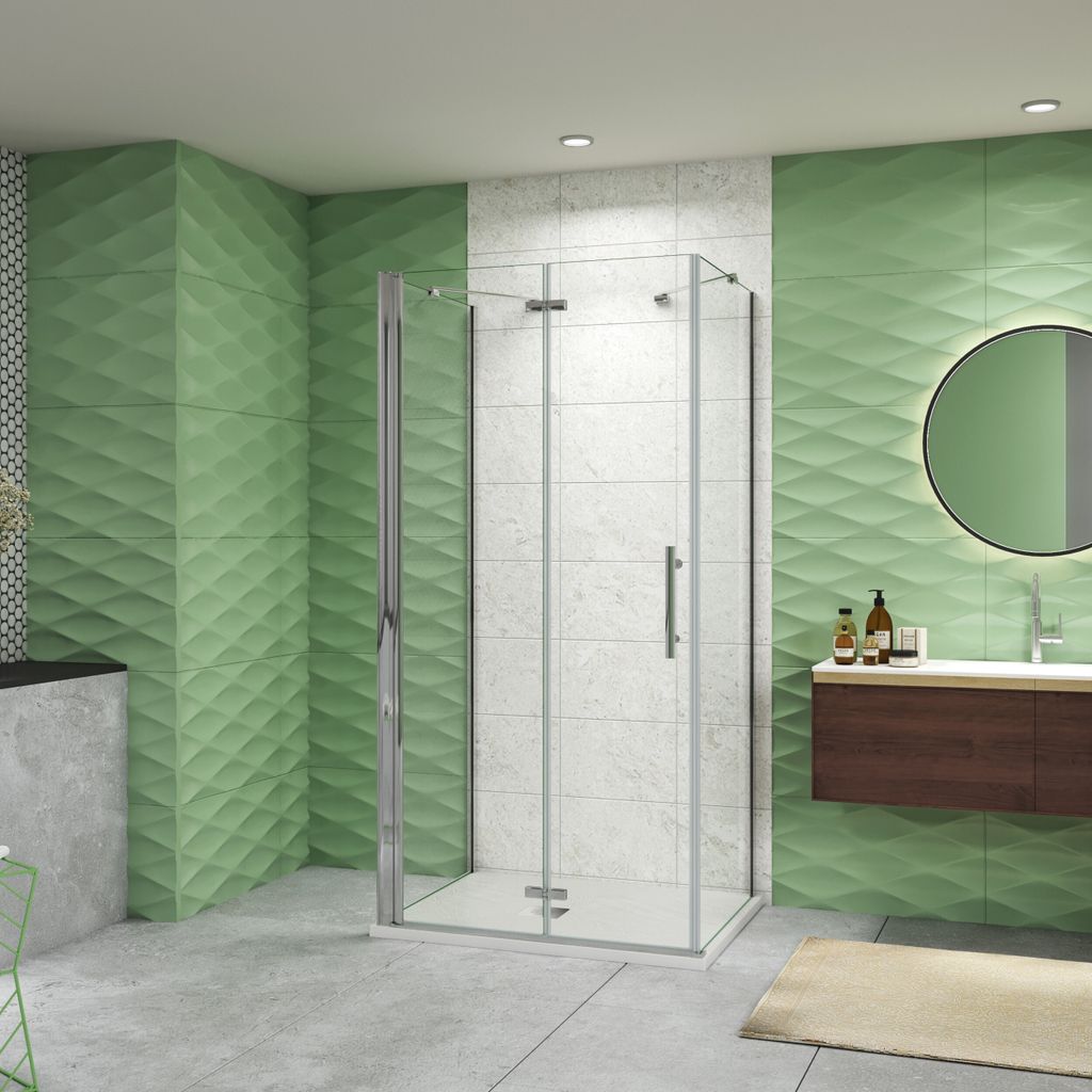 80x110x80cm Drehtür & Falttür(U-Form) Schwingtür Eckeinstieg Seitenwand Dusche Duschabtrennung Höhe195cm