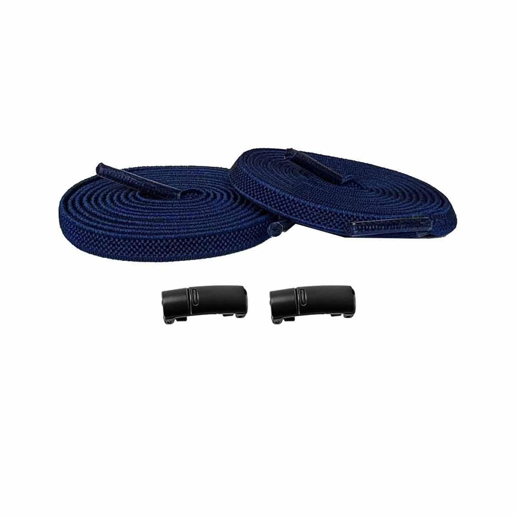 Elastische Schnürsenkel mit Magneten - Schnürsenkel: Blau Navy | Magnete: Schwarz
