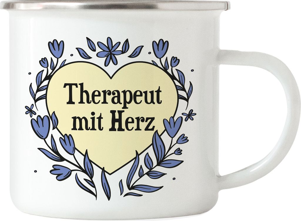 Therapeut mit Herz Emaille Tasse Geschenkidee Zum Danke Sagen Bester Therapeut
