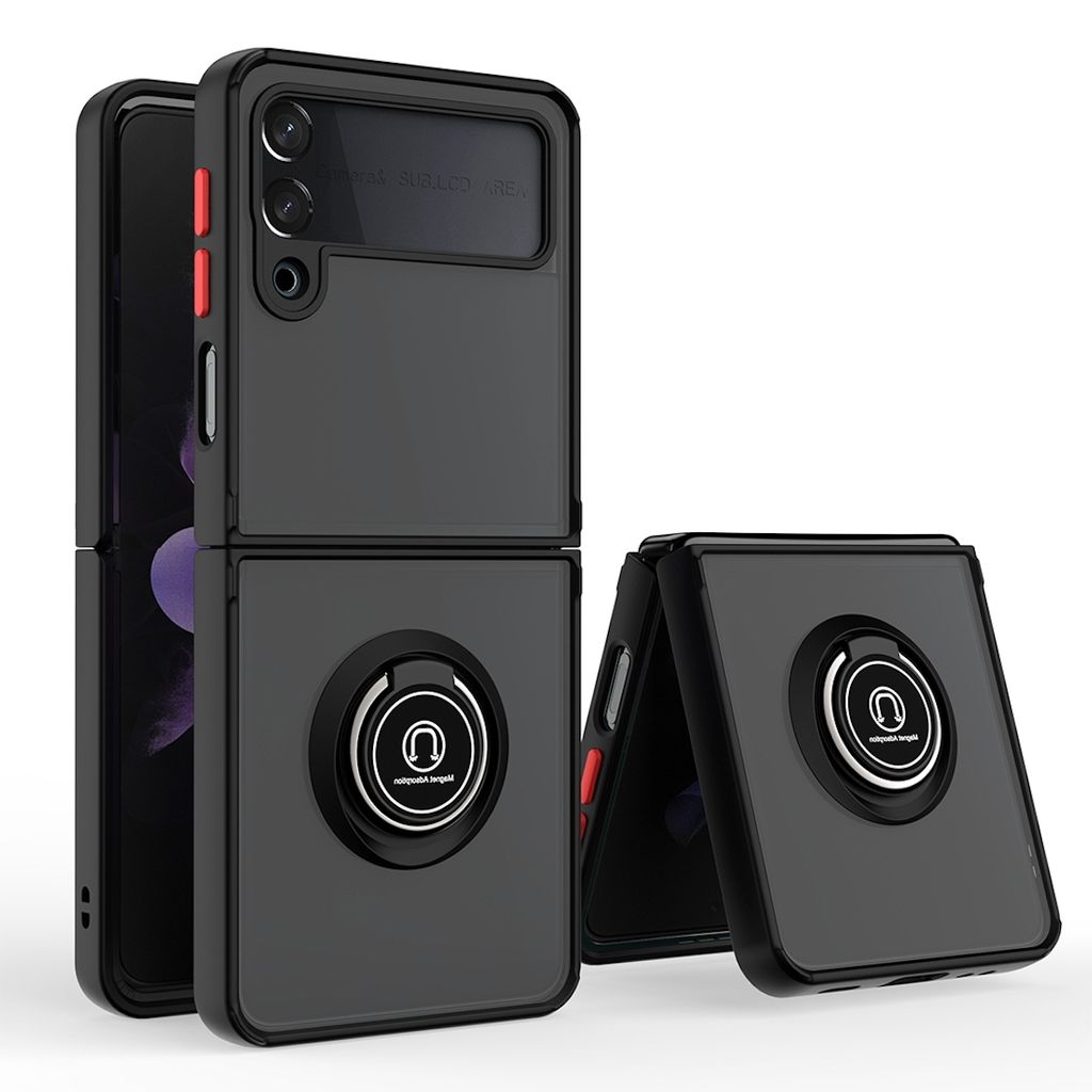 Für Samsung Galaxy Z Flip4 5G Shadow Ring Etuis Handy Tasche Hülle Schwarz / Rot