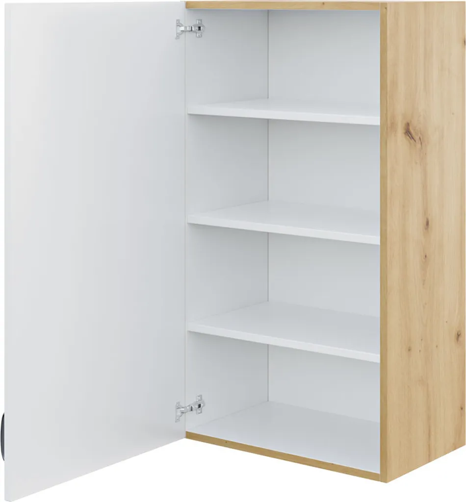 Rangement cuisine optimisé : Armoire FRYZIA 50 cm blanc anti-encombrement
