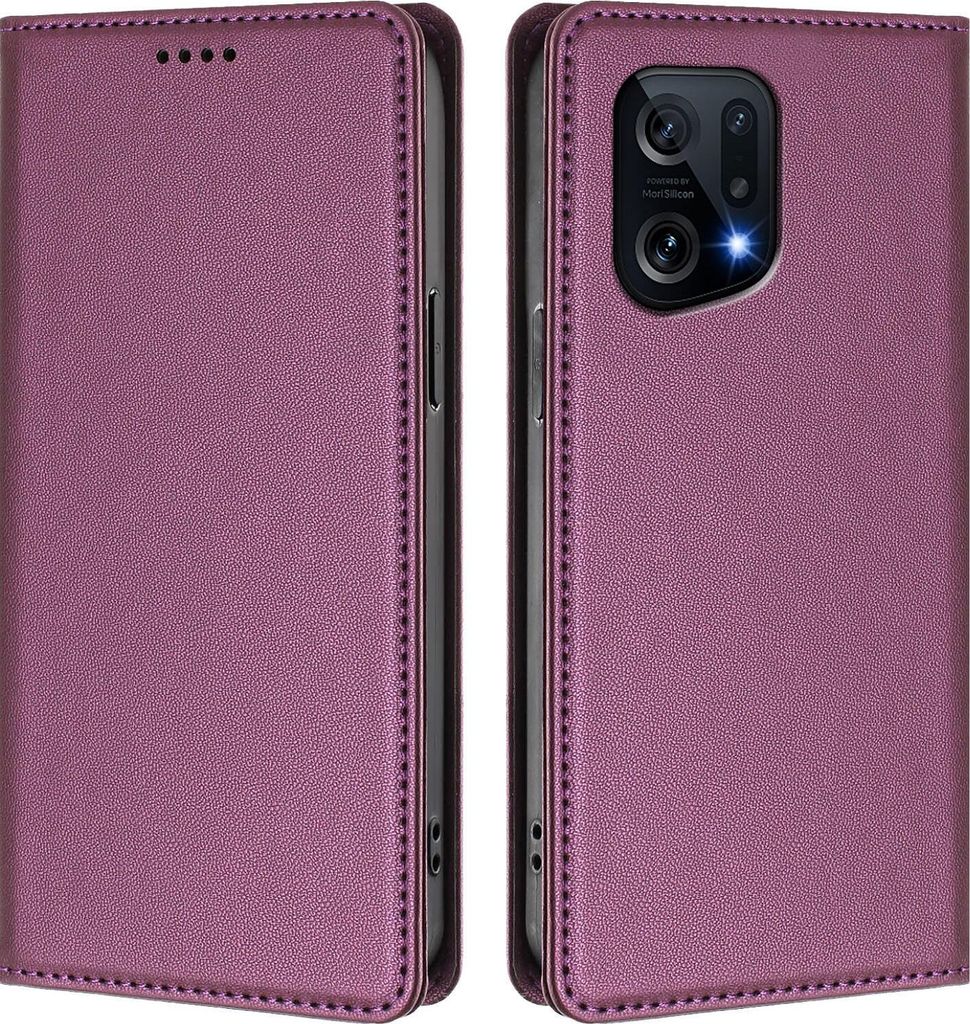 Handyhülle für Oppo Find X5, Kunstleder Klapphülle Stoßfeste Magnetische Hülle mit Ständer Lila