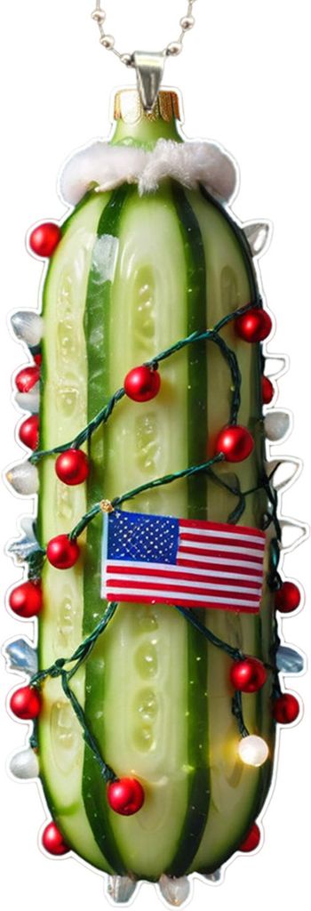Weihnachtsgurke Hängende Ornamente Acryl Weihnachtsbaum Anhänger 2D Flache grüne Gurke Nachbildungation für Baum Fenster Tür Auto Nachbildung K