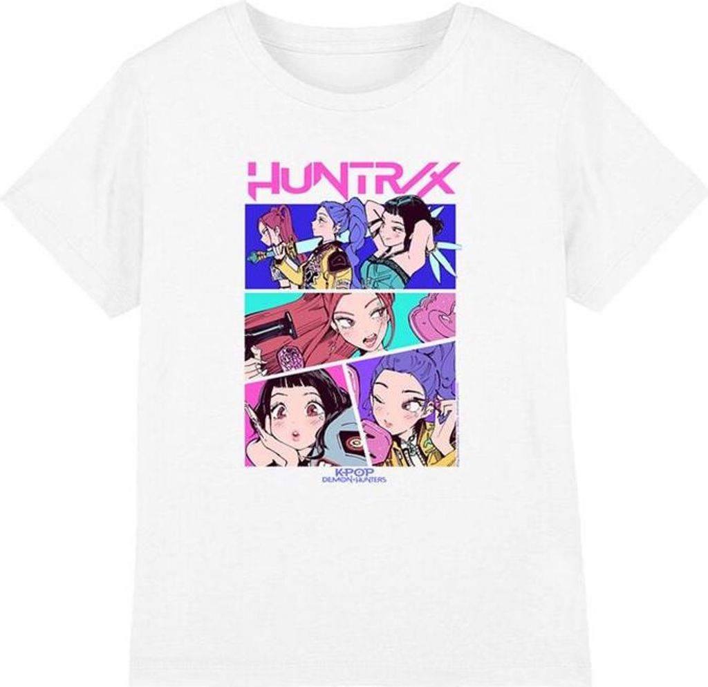 KPop Demon Hunters T-Shirt Uni Huntrix - Neon Comic Anime weiß 128