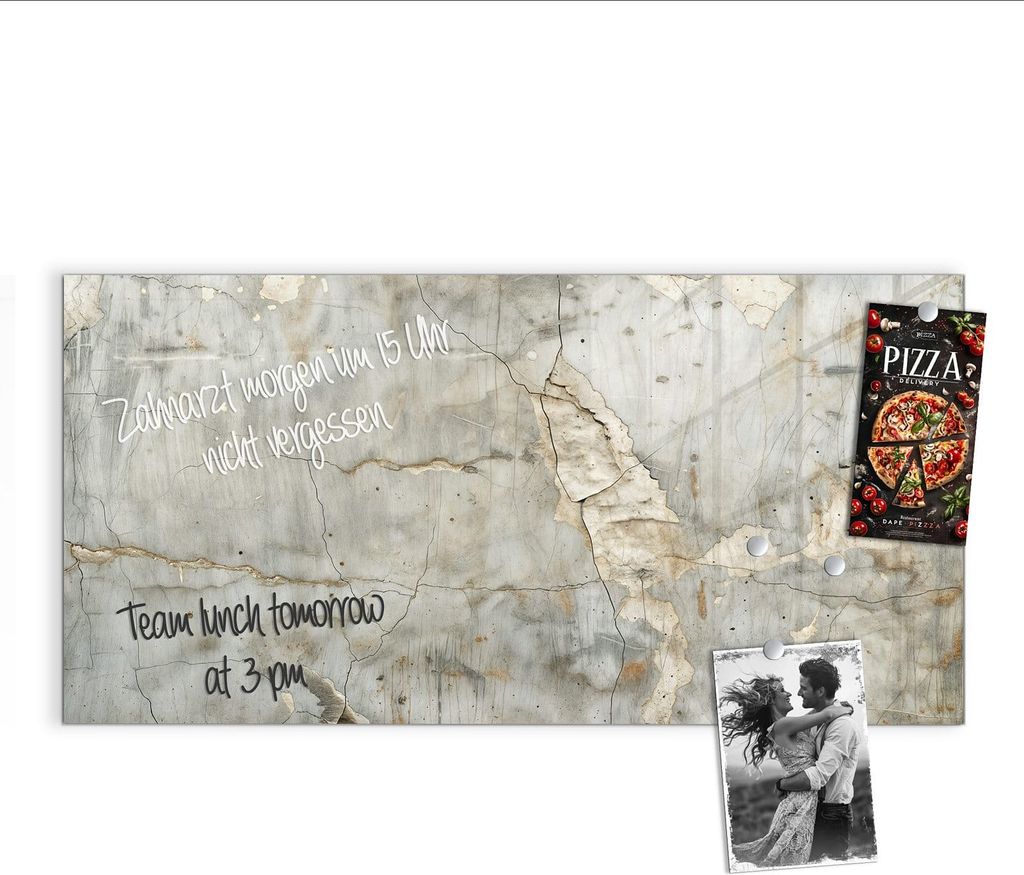 Magnettafel 100x50cm Pinnwand Whiteboard beschreibbar - Rissige Oberfläche