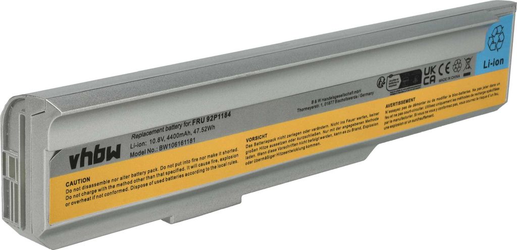 vhbw Akku kompatibel mit Lenovo 3000 N100 0768, 3000 N100 0689, 3000 N200, 3000 C200 8922 Notebook (4400 mAh, 10,8 V, Li-Ion)