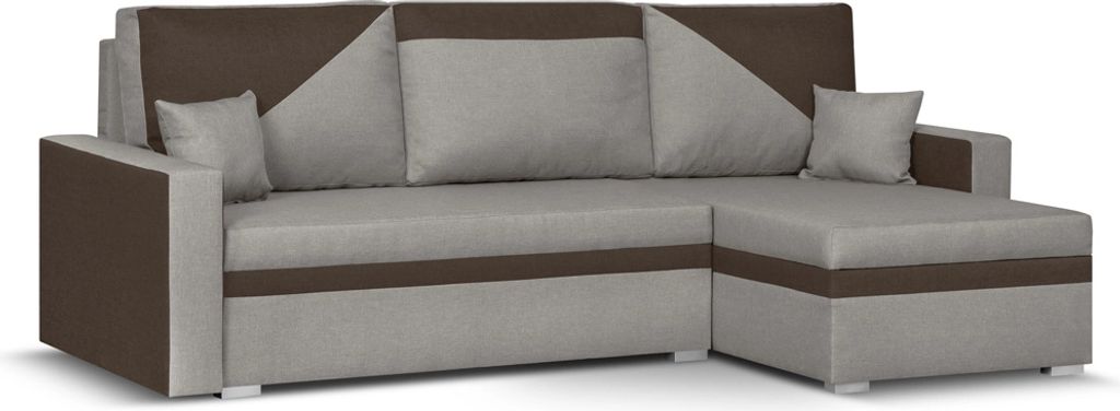 ASTO1 Ecksofa mit Schlaffunktion - Hellbraun/Dunkelbraun