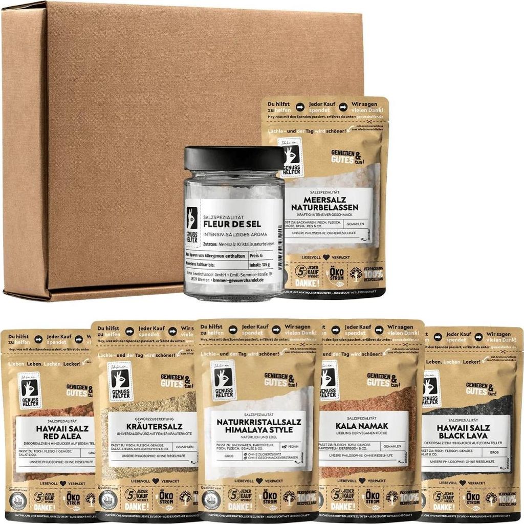 Genuss-Box Geschenksets Gewürze, Welt der Salze, 7-teilig