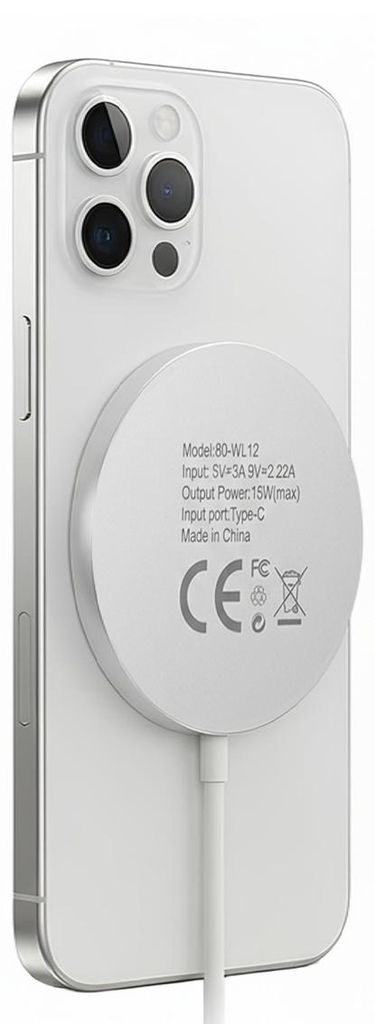 Mayaxess, Magnetisches 15W MagSafe Ladegerät für iPhone 16 Pro Max, Weiß