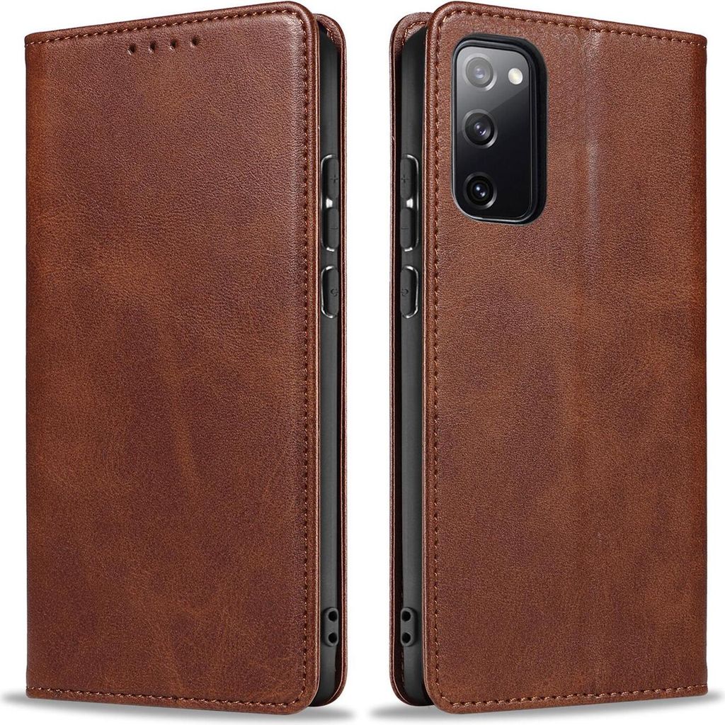 Handyhülle für Samsung Galaxy S20 FE Kunstleder Flip Cover Hülle Handytasche Case Kartenfach Farbe: Dunkelbraun