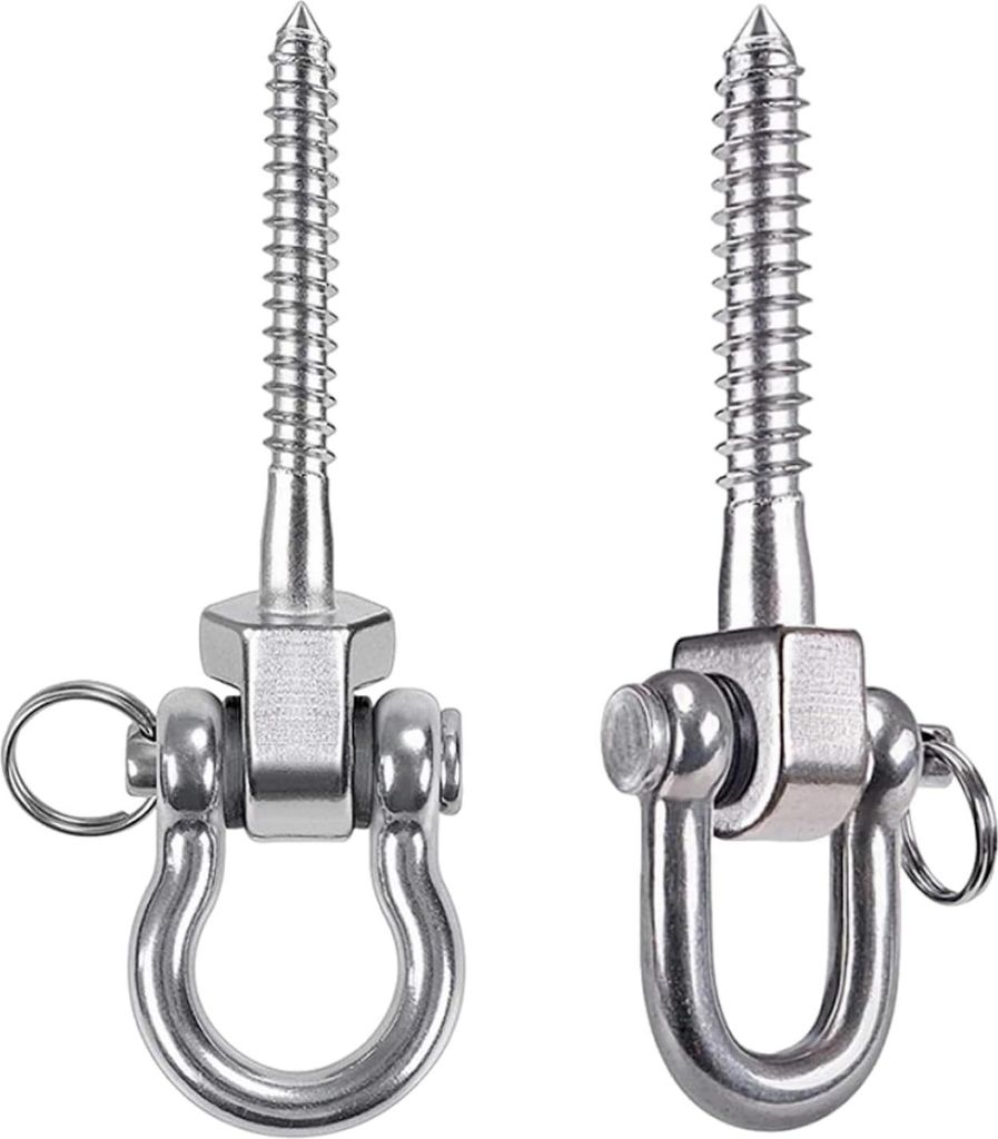 Set aus 2 Schaukelhaken für Holzbalken, Deckenhaken, Schaukelhaken, Edelstahl-Schaukelaufhängung, Heavy Duty 800 kg Schaukelaufhängung für Spie...