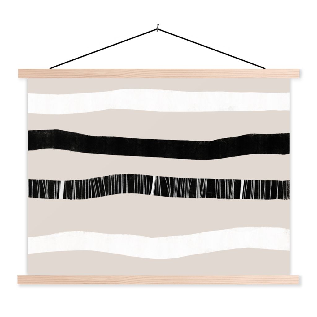 MuchoWow Textilposter Linie - Pastell - Minimalismus - Muster 60x45 cm mit holzfarbenen Rahmen - Bild