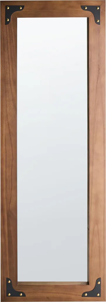 Beliani Miroir Mural avec Cadre en Bois Brun Grand Format Style Rustique