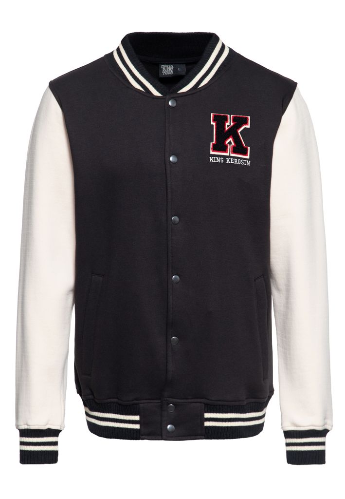 King Kerosin College Jacke - Blanko Schwarz XXL