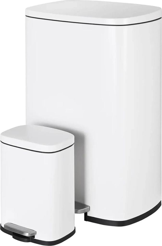Küchenmüllbehälter, Fußpedalbetrieb, schmutzabweisendes Design, WEISS, 50L 5L
