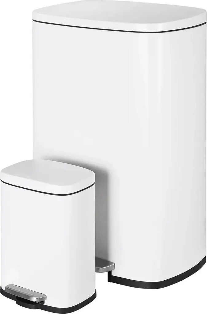 Poubelle Cuisine Anti-Traces Blanche 50L et 5L : Hygiène et Design