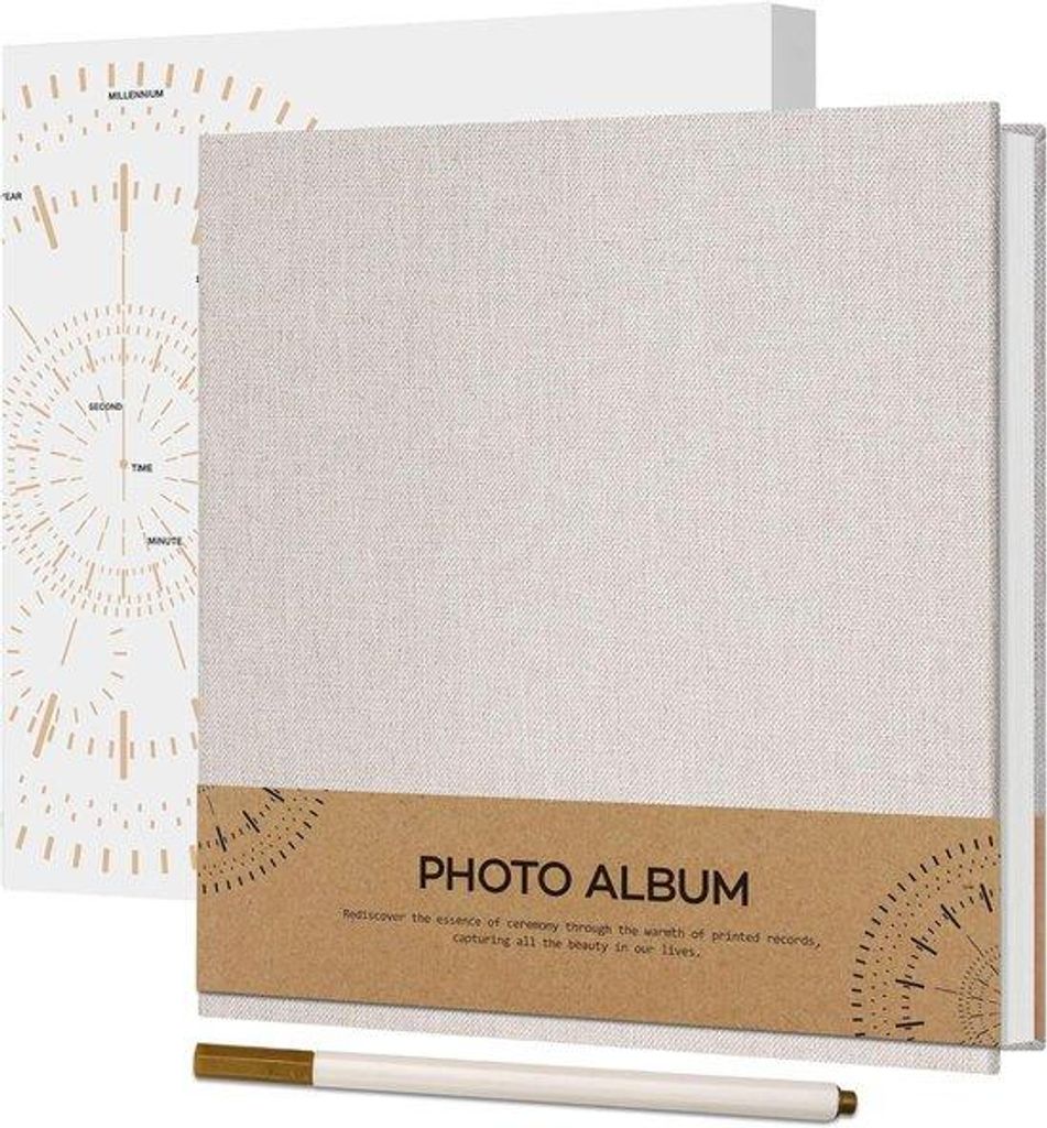 Selbstklebendes Fotoalbum Beige Linnen Hochzeit