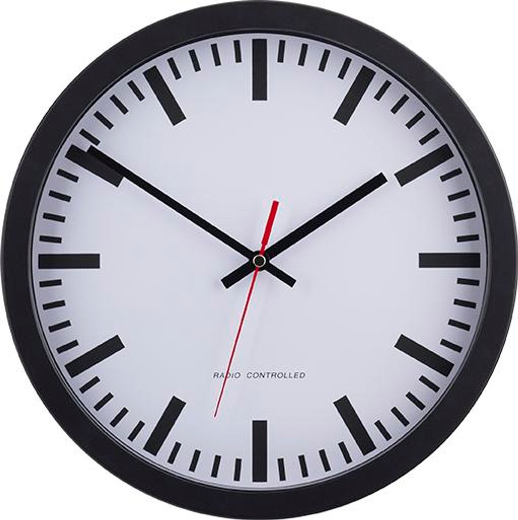 EUROTIME Funk-Wanduhr Bahnhof-Style, schwarz Produktbild 
