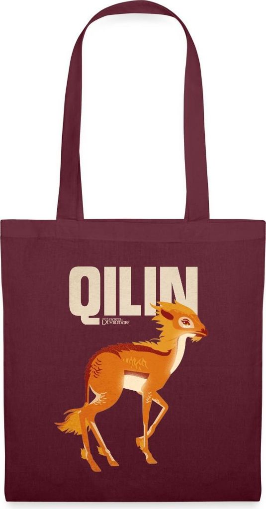 Spreadshirt Phantastische Tierwesen 3 Qilin Einhorn Stoffbeutel, One size, Burgunderrot