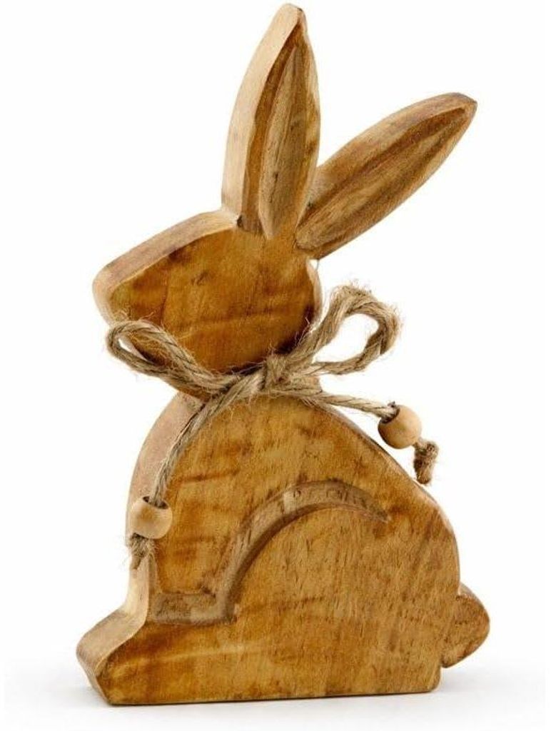Logbuch-Verlag Mangoholz-Hase Natur 15 cm - Holzfigur Hase zum Hinstellen für Frühling und Ostern - rustikale Osterdeko aus Holz - Dekofigur Natu...