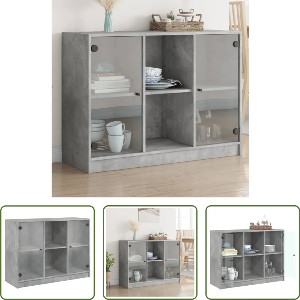 Credenza Grigio Cemento 102x37x75,5 cm - Mobile Buffet Moderno Legno